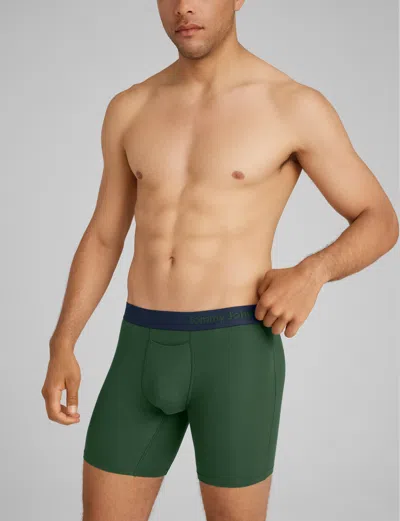 Tommy John Men's Cool Cotton Mid-length Boxer Brief 6" In Green