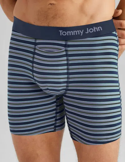 Tommy John Men's Cool Cotton Mid-length Boxer Brief 6" In Blue