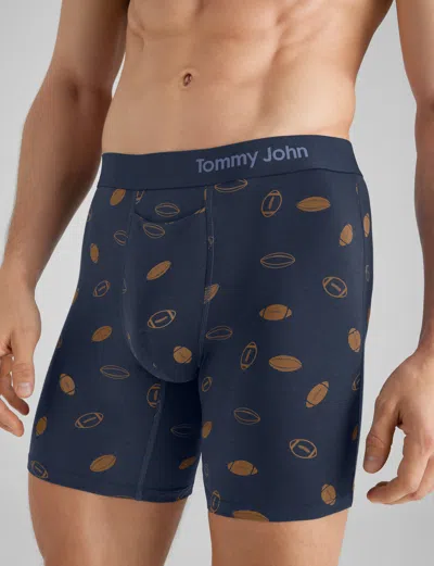 Tommy John Men's Cool Cotton Mid-length Boxer Brief 6" In Blue Kickoff