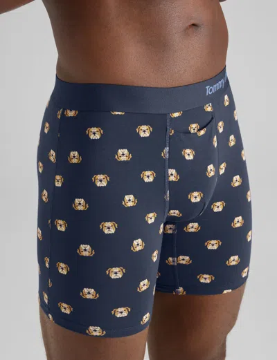 Tommy John Men's Cool Cotton Mid-length Boxer Brief 6" In Blue Winston