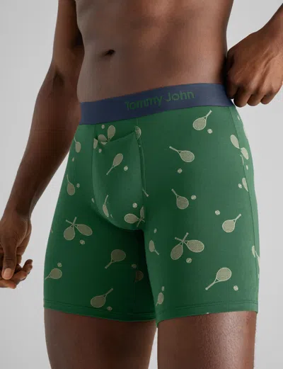 Tommy John Men's Cool Cotton Mid-length Boxer Brief 6" In Green