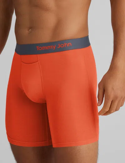 Tommy John Men's Cool Cotton Mid-length Boxer Brief 6" In Orange