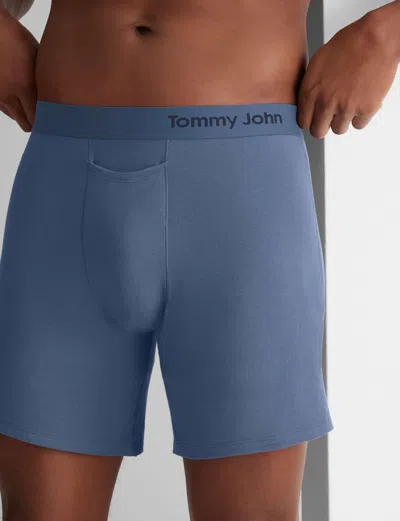 Tommy John Men's Cool Cotton Relaxed Fit Boxer 6" In Black