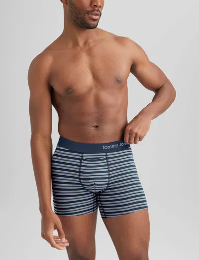 Tommy John Men's Cool Cotton Trunk 4" Boxer Brief In Blue