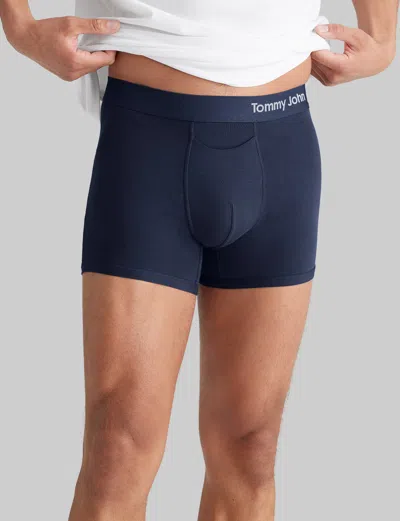 Tommy John Men's Cool Cotton Trunk 4" Boxer Brief In Blue