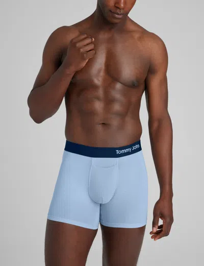 Tommy John Men's Cool Cotton Trunk 4" Boxer Brief In Blue