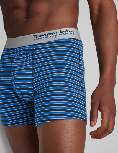 Tommy John Men's Cool Cotton Trunk 4" Boxer Brief In Blue