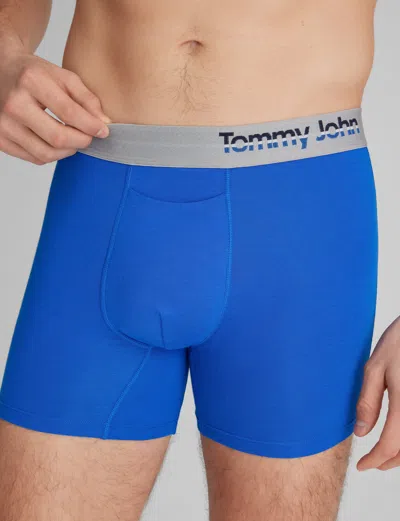 Tommy John Men's Cool Cotton Trunk 4" Boxer Brief In Blue
