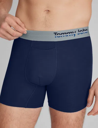 Tommy John Men's Cool Cotton Trunk 4" Boxer Brief In Blue