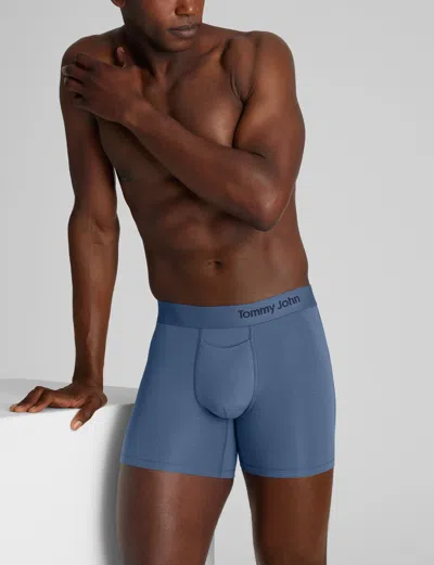 Tommy John Men's Cool Cotton Trunk 4" Boxer Brief In Blue