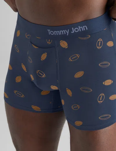 Tommy John Men's Cool Cotton Trunk 4" Boxer Brief In Blue Kickoff