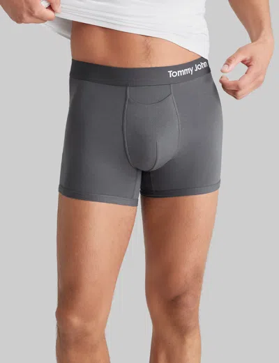 Tommy John Men's Cool Cotton Trunk 4" Boxer Brief In Gray