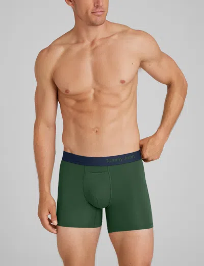 Tommy John Men's Cool Cotton Trunk 4" Boxer Brief In Green