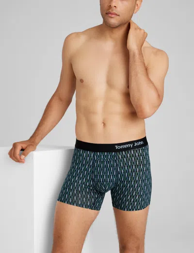 Tommy John Men's Cool Cotton Trunk 4" Boxer Brief In Green
