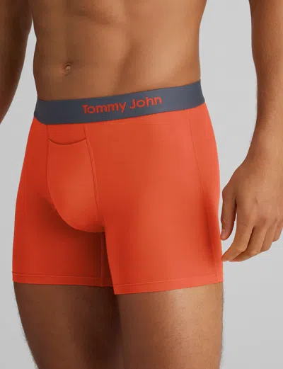 Tommy John Men's Cool Cotton Trunk 4" Boxer Brief In Orange