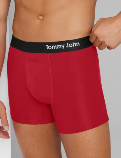 Tommy John Men's Cool Cotton Trunk 4" Boxer Brief In Red