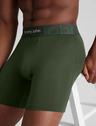 Tommy John Men's Customized Flex Mid-length Boxer Brief 6" In Green