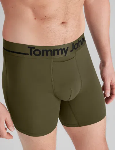 Tommy John Men's Dricomfort® Mid-length Boxer Brief 6" In Dark Olive