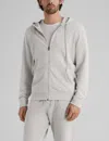 Tommy John Men's French Terry Full Zip Hoodie Shirts In Gray