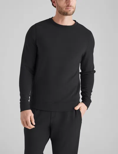 Tommy John Men's Luxe Traveler Knit Long Sleeve Crew Neck In Black