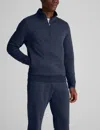 Tommy John Quilted Quarter Zip Top In Blue