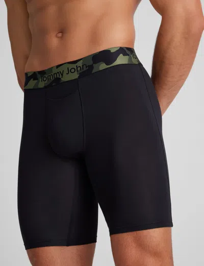 Tommy John Men's Second Skin Boxer Brief 8" In Black