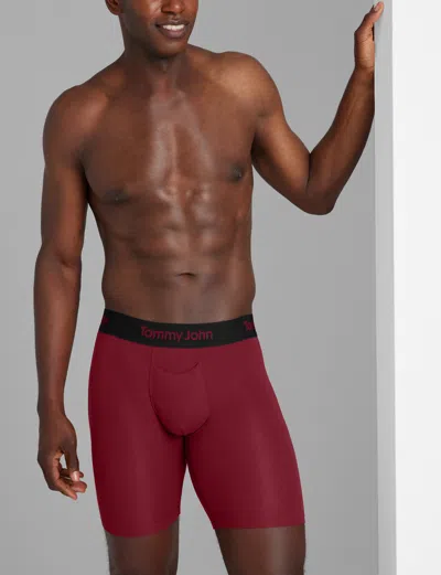 Tommy John Men's Second Skin Boxer Brief 8" In Burgundy