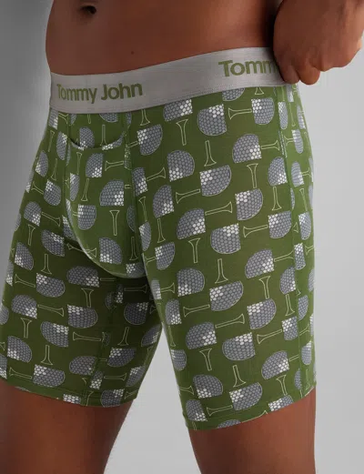 Tommy John Men's Second Skin Boxer Brief 8" In Green