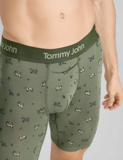 Tommy John Men's Second Skin Boxer Brief 8" In Green
