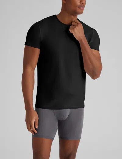 Tommy John Men's Second Skin Crew Neck Modern Fit Undershirt In Black