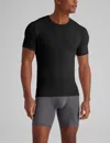 Tommy John Men's Second Skin Crew Neck Stay-tucked Undershirt In Black