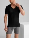 Tommy John Men's Second Skin Deep V-neck Stay-tucked Undershirt In Black