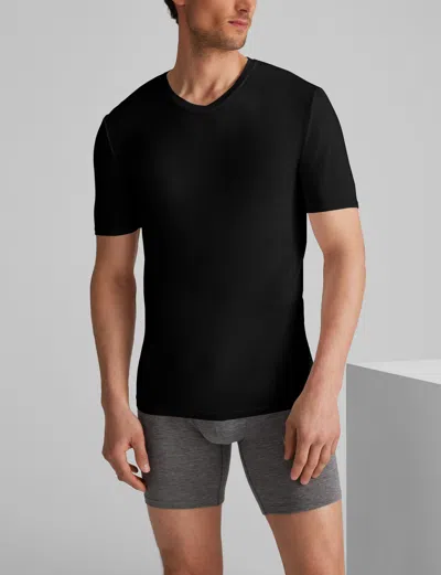 Tommy John 3-pack Second Skin Stay Tucked V-neck Undershirts In Black