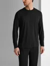 Tommy John Men's Second Skin Long Sleeve Sleep T-shirt In Black