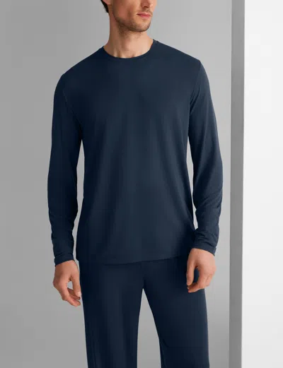 Tommy John Men's Second Skin Long Sleeve Sleep T-shirt In Blue