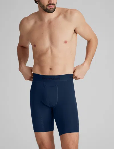 Tommy John Men's Second Skin Luxe Rib Boxer Brief 8" In Blue