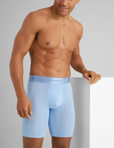 Tommy John Men's Second Skin Luxe Rib Boxer Brief 8" In Blue