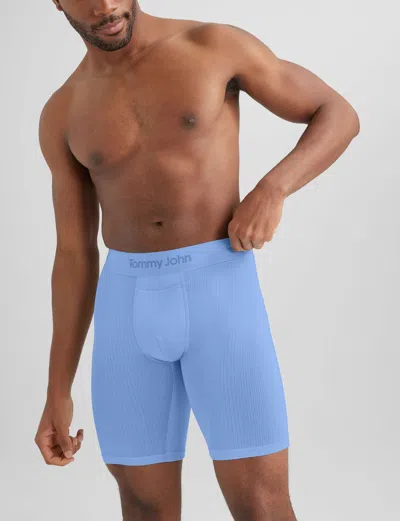 Tommy John Men's Second Skin Luxe Rib Boxer Brief 8" In Blue
