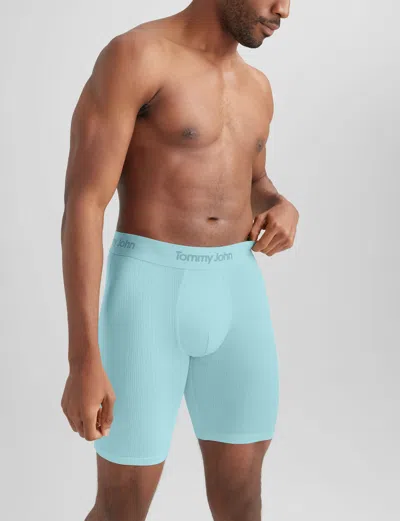 Tommy John Men's Second Skin Luxe Rib Boxer Brief 8" In Blue