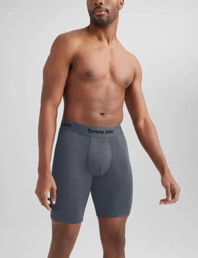 Tommy John Men's Second Skin Luxe Rib Boxer Brief 8" In Gray