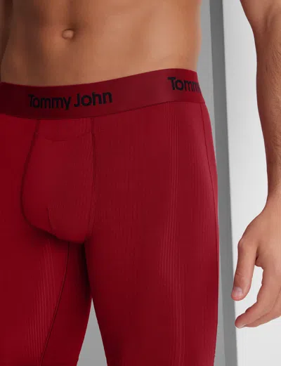 Tommy John Men's Second Skin Luxe Rib Boxer Brief 8" In Red