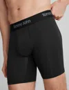 Tommy John Men's Second Skin Luxe Rib Mid-length Boxer Brief 6" In Black