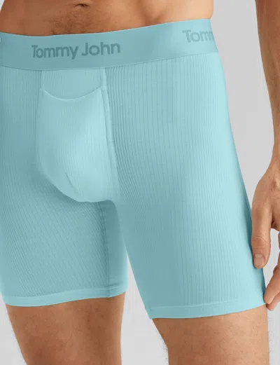 Tommy John Men's Second Skin Luxe Rib Mid-length Boxer Brief 6" In Blue