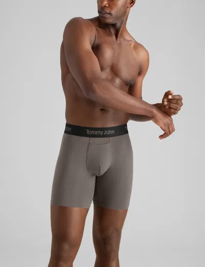 Tommy John Men's Second Skin Luxe Rib Mid-length Boxer Brief 6" In Falcon