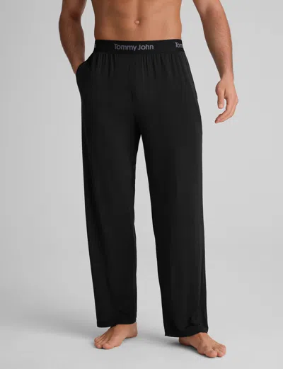 Tommy John Men's Second Skin Luxe Rib Sleep Pant In Black