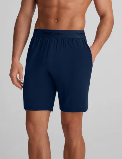 Tommy John Men's Second Skin Luxe Rib Sleep Short In Blue