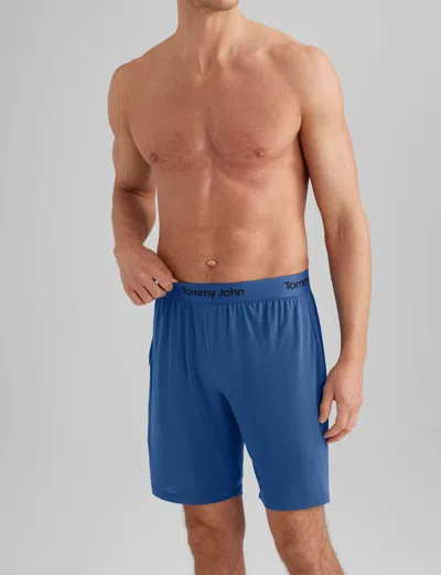 Tommy John Men's Second Skin Luxe Rib Sleep Short In Blue