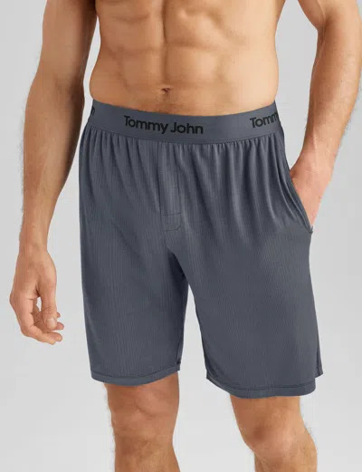 Tommy John Men's Second Skin Luxe Rib Sleep Short In Gray