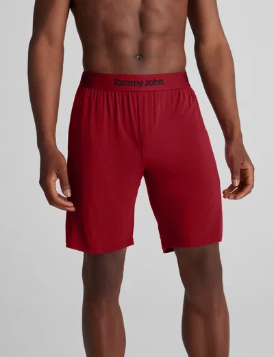 Tommy John Second Skin Luxe Tripe Pajama Shorts In Red