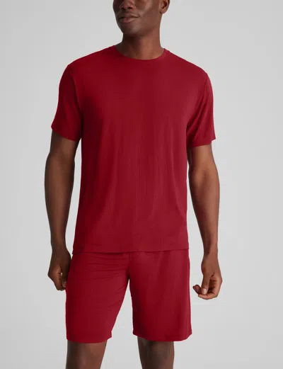 Tommy John Men's Second Skin Luxe Rib Sleep T-shirt In Red